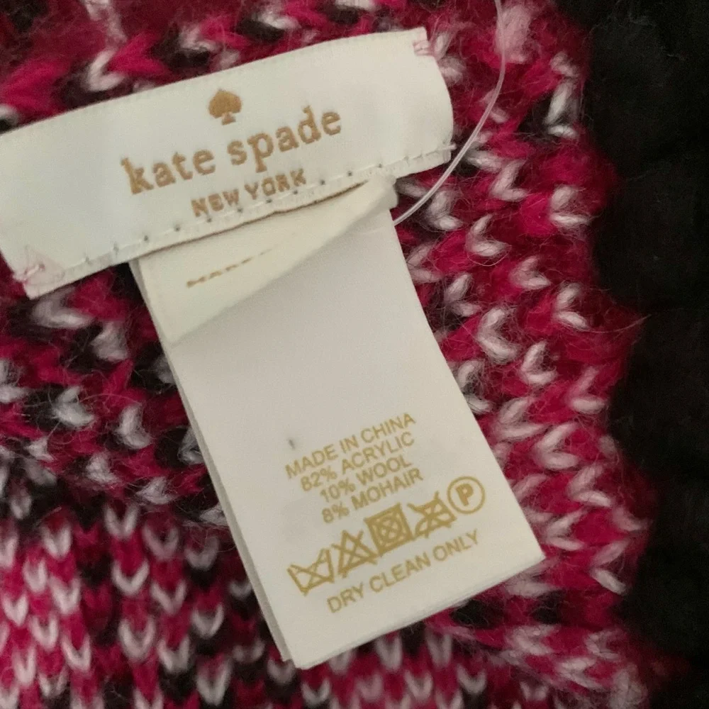 NWT Kate Spade Pink and Black Plaid Woodland Scarf